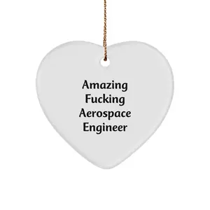 Funny Aerospace Engineer Heart Ornament, Gifts from Men to Friends, Christmas Unique Presents for Him, Inspirational Quote 'Amazing F--king Aerospace Engineer'
