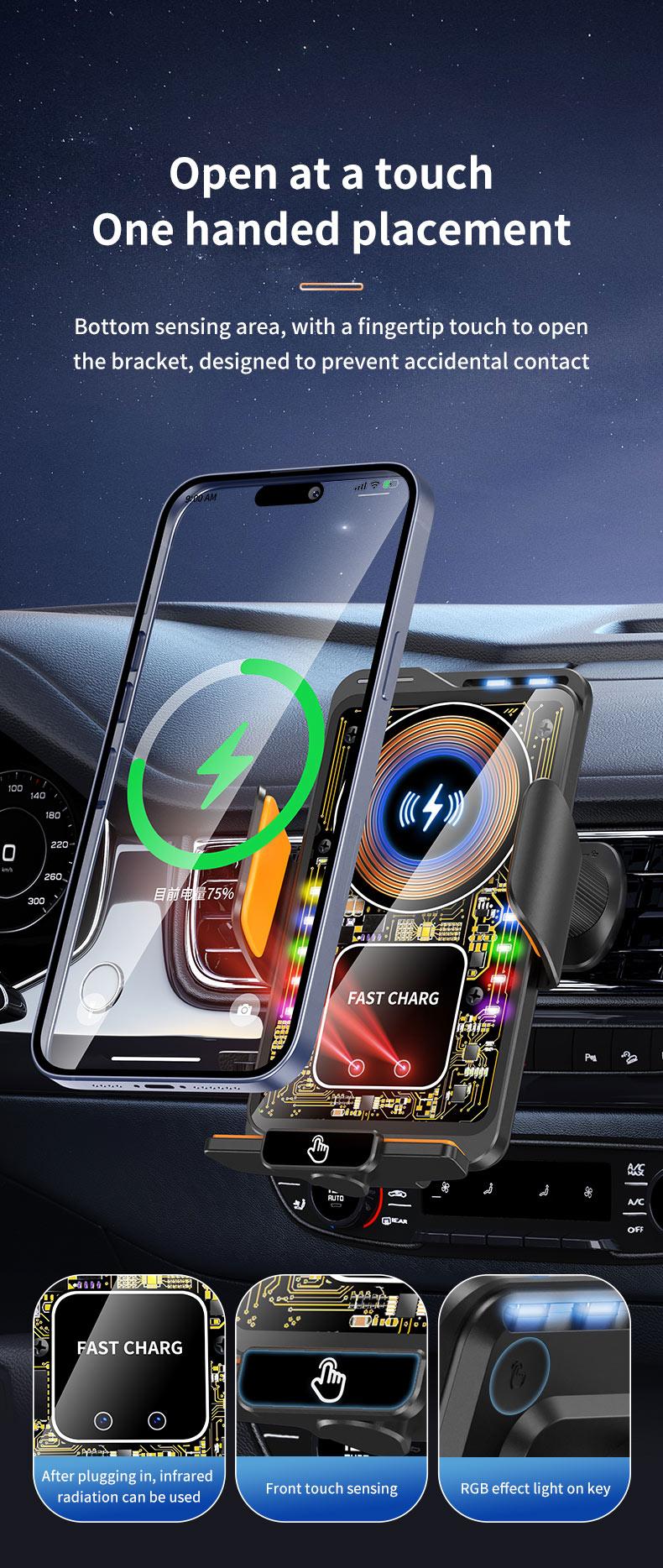 Wireless Charging and Max 66w wired super charging Car Phone mount  Magnet Plug Charging Stand for Android and  Iphone 17 16 15 14 13 12 Pro Max Samsung In Car Mount