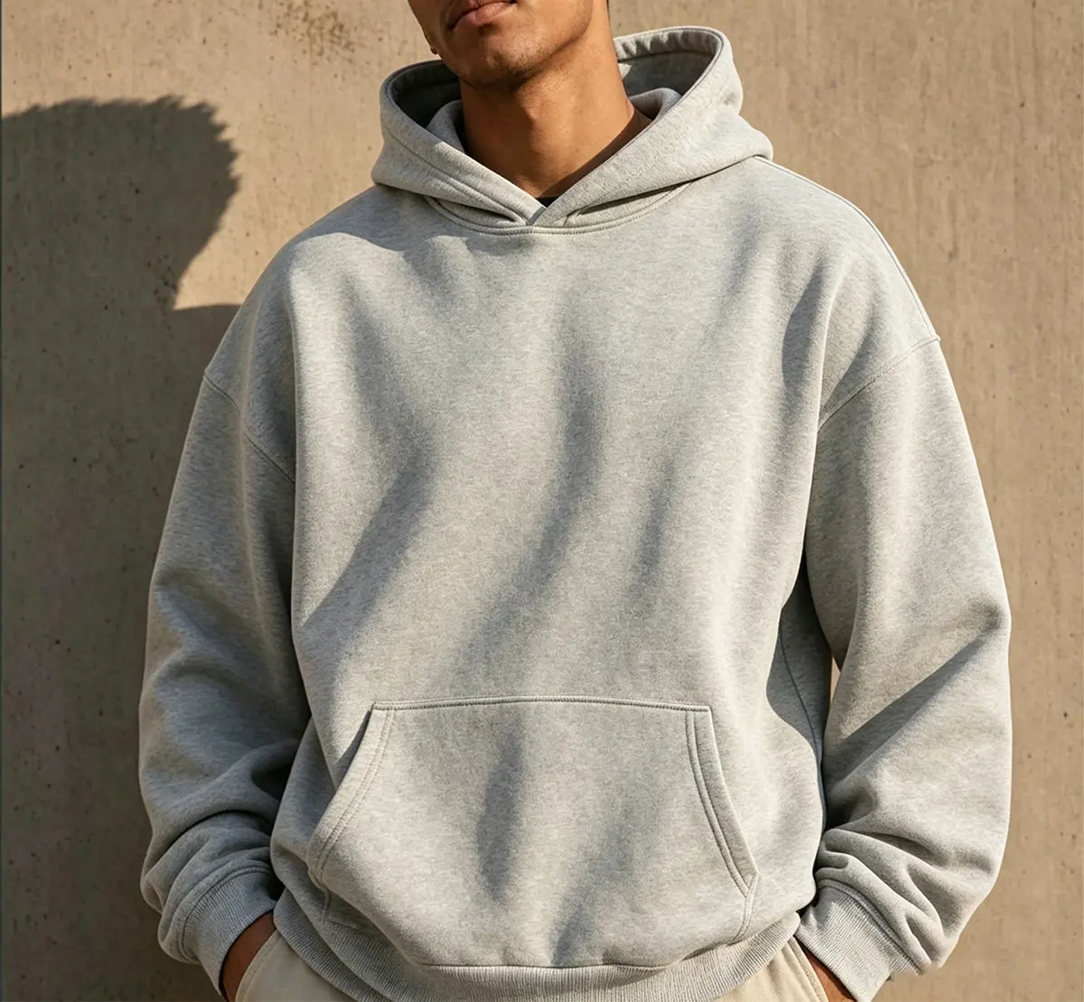Men's Plain Pullover Hoodie, Unisex Fleece Long-Sleeve Top with Kangaroo Large Pocket, Drop Shoulders, Loose Baggy Fit, Soft French Terry, All-Season Athletic Layer