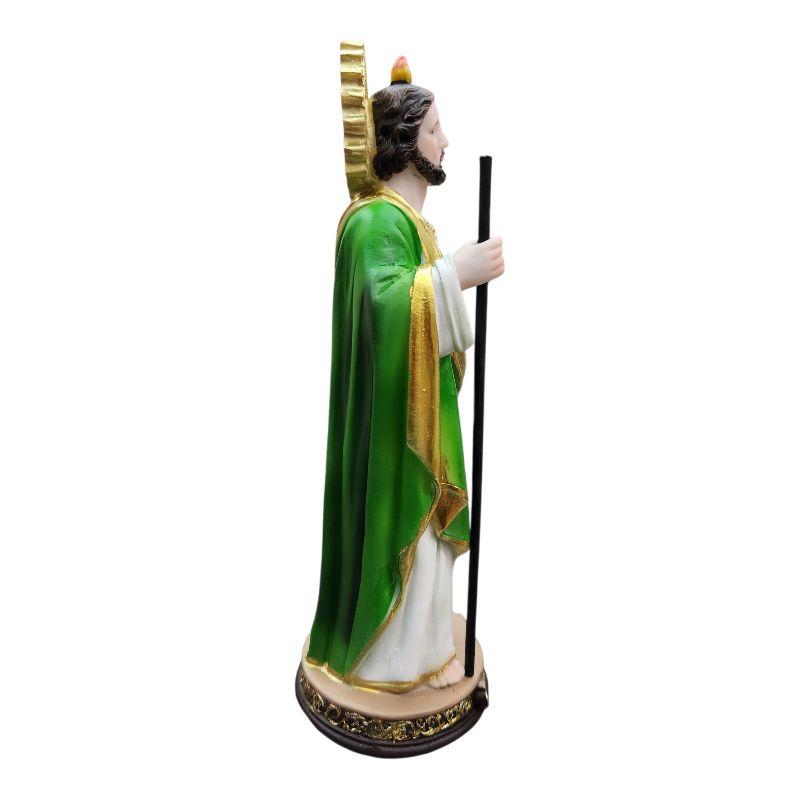 San Judas 8" Inches Tall Statue Classic Plain Green and Gold Patrono de los Casos Imposibles Religious Decor Saint Jude patron