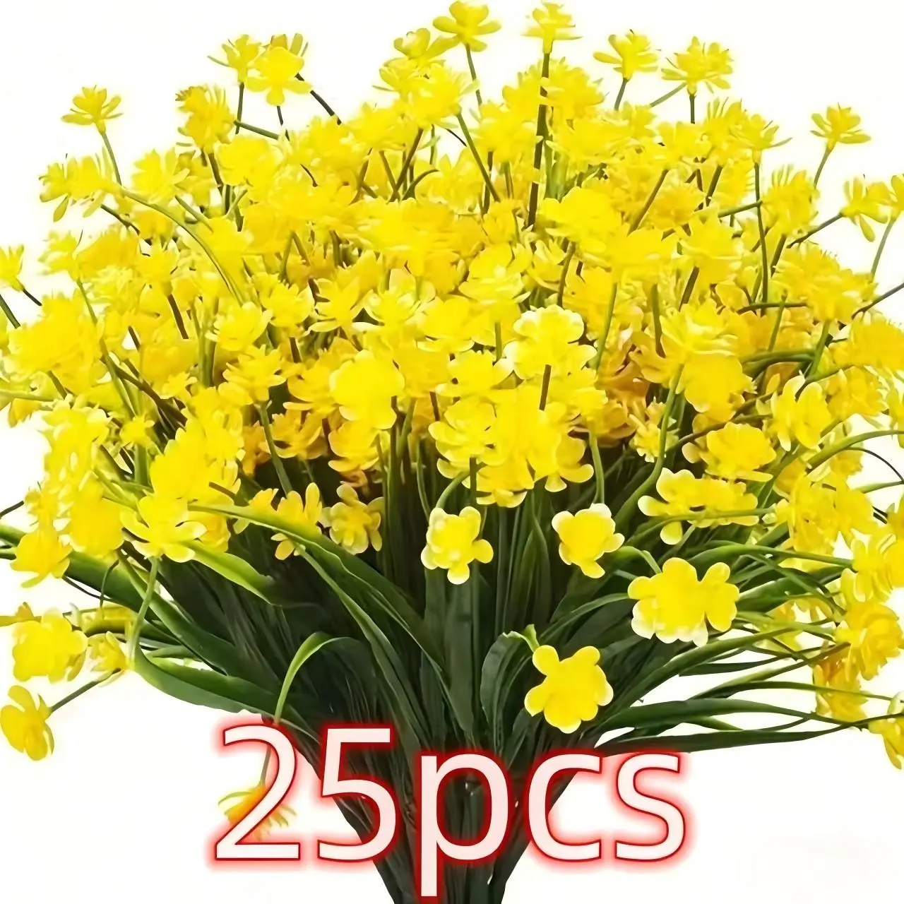 Outdoor Artificial Flowers, 25 Bunches UV Resistant Fake Plants Bushes for Outdoor Hanging Pots Home Garden Decoration, Decorative Fake Flowers, Plastic Faux Flowers, Fake Flowers Bouquet, Artificial Flower Decorations