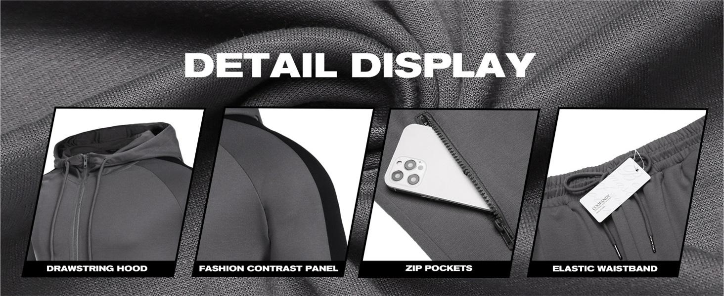 COOFANDY Men's Tracksuit 2 Piece set men with Zipper Pockets Full Zip Hoodie Sweatsuit 2 Pack Running Jogging Sports Casual Sweat Suits Gift Ideas