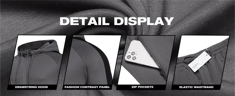 COOFANDY Men's Tracksuit 2 Piece set men with Zipper Pockets Full Zip Hoodie Sweatsuit 2 Pack Running Jogging Sports Casual Sweat Suits Gift Ideas