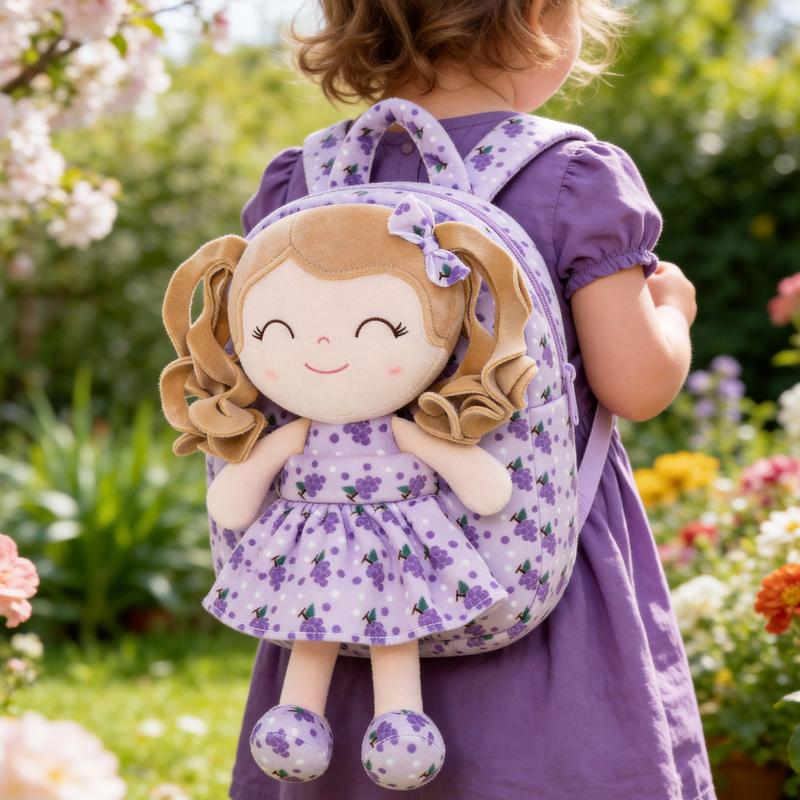 Gloveleya Strawberry Fruit Doll Backpack - 9" Soft Plush Toy Bag with Removable Berry Girl, 2-in-1 Toddler Backpack for Ages 2-4, Sweet Birthday & Valentine's Day Gift for Girls