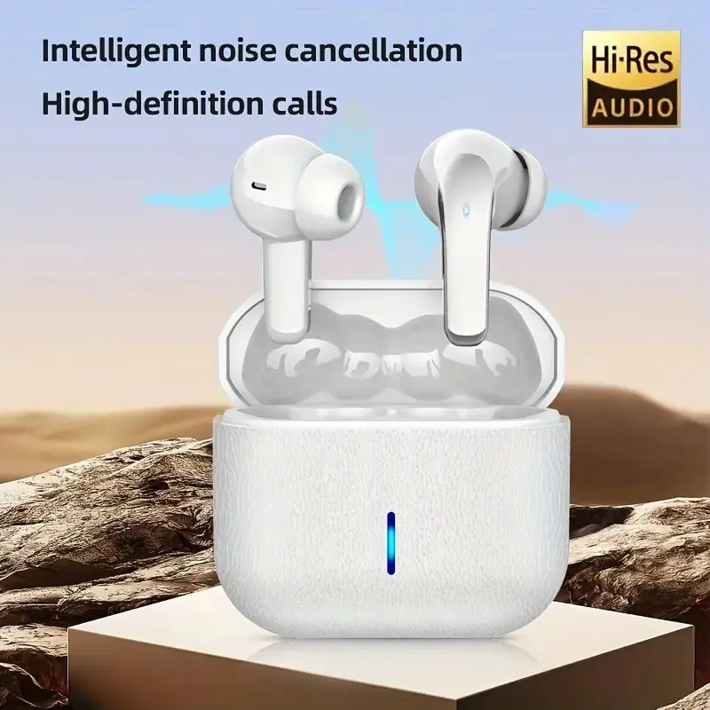 HiFi Deep Bass Wireless Earbuds with Active Noise Cancellation 140H Playtime ENC Clear Calls Bluetooth 5.4 Immersive ANC & 10 Minute Quick Charge - Charging