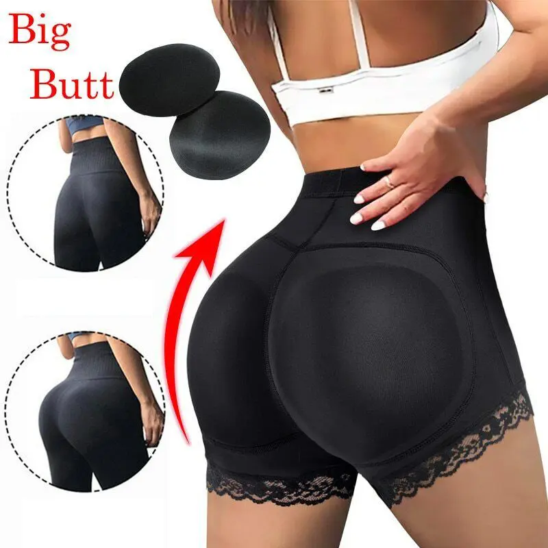 Women's Padded Panties, 2 Pack Sexy Butt Lifter Boyshorts, Seamless Polyester with Detachable Pads and Lace Trim for a Smooth Look, Panty, Lady, Basic