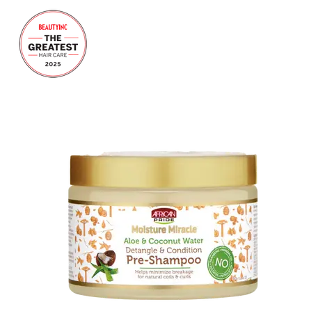 African Pride Moisture Miracle Aloe & Coconut Water Pre-Shampoo, Helps Minimize Hair Breakage for Natural Coils & Curls, Detangle & Condition