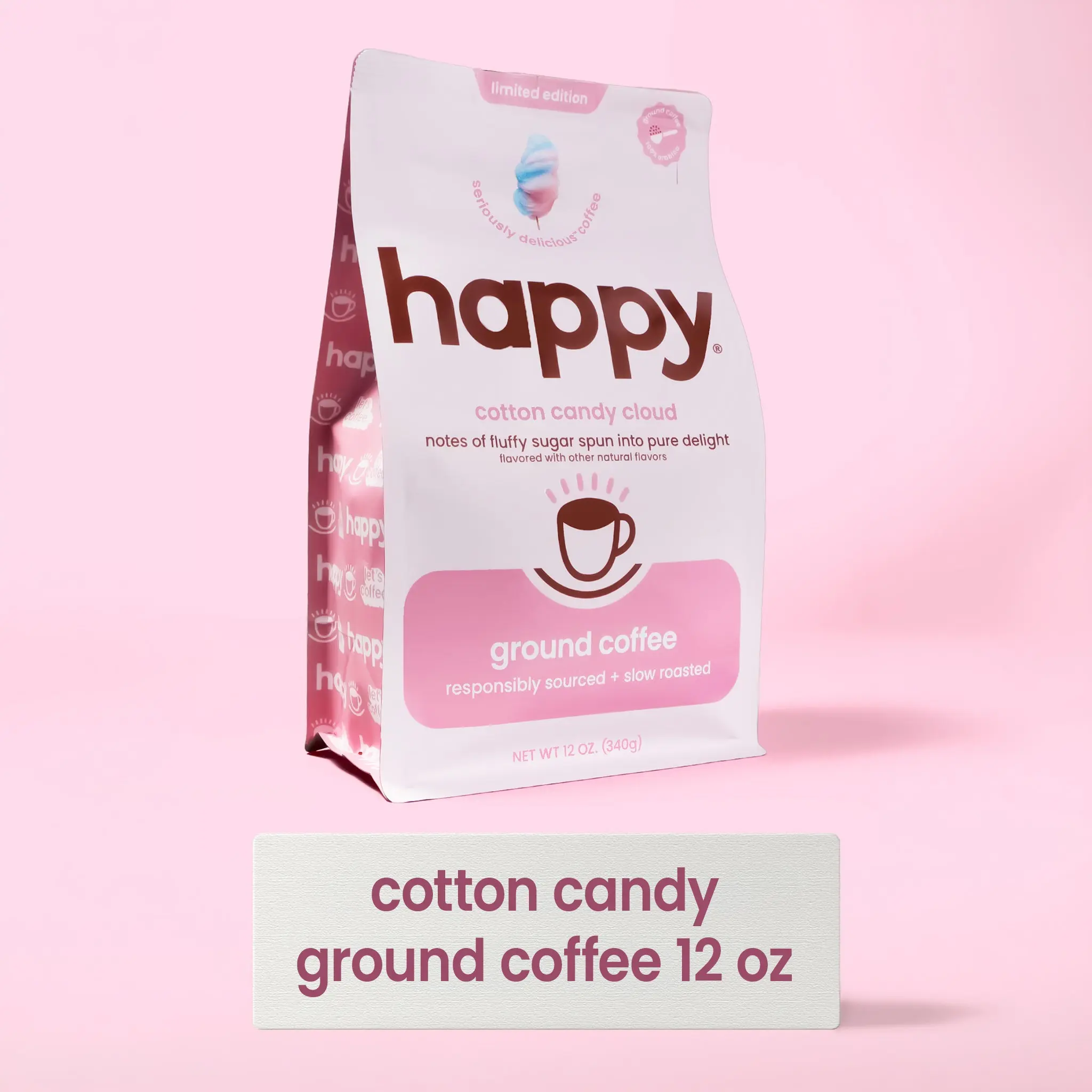 Cotton Candy Flavored Ground Coffee - 12 oz - Limited Edition | Happy Products