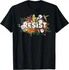 Resist Floral Anti Trump Political Protest T-Shirt