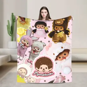 Aura Blankets Kawaii Monchhichis  Blanket Multi-size Soft Fuzzy Plush  Throw Blankets for Sofa Couch and Bed Superb Christmas blanket gift