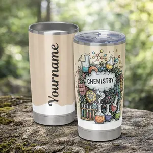 Personalized Subject Tumbler,  Custom Name Gift for Teachers or Students, Chemistry, Physics, Math, Computer, Biology,  Colorful Doodle