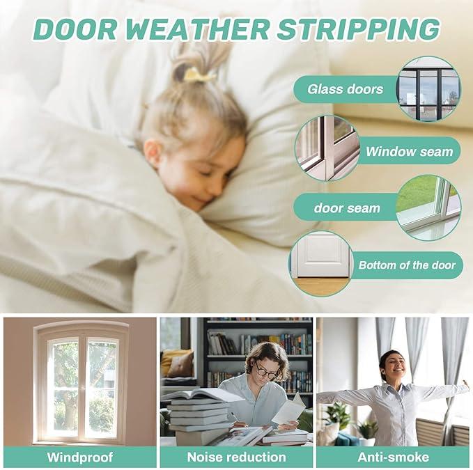 Weather Stripping Door Seal 16.4 Feet Silicone Seal Strip Door Air Draft Stopper Weather Stripping Tape for Doors and Windows Gaps(Width 45mm)