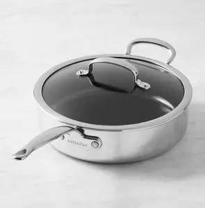 GreenPan Premiere Max Stainless-Steel Ceramic Nonstick Covered Saute Pan with Secure Lid for Versatile Cooking