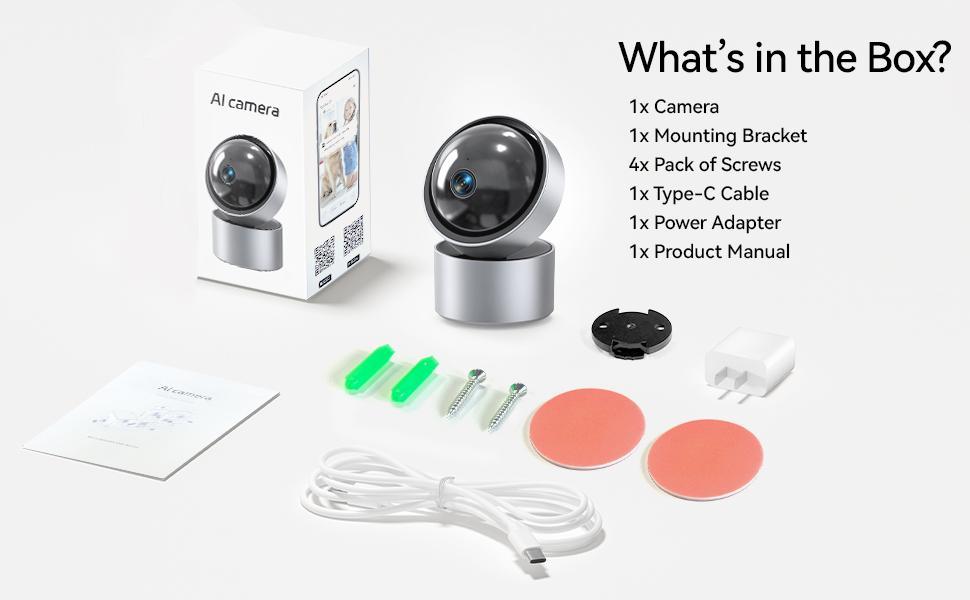 Smart Home Security Camera with Emotion Tracking & Color Night Vision - 2K Full HD, Two-Way Talk, 2.4GHz/5GHz Wi-Fi,360° Pan/Tilt, Baby/Pet Monitor, Plug-in, Wi-Fi App Control