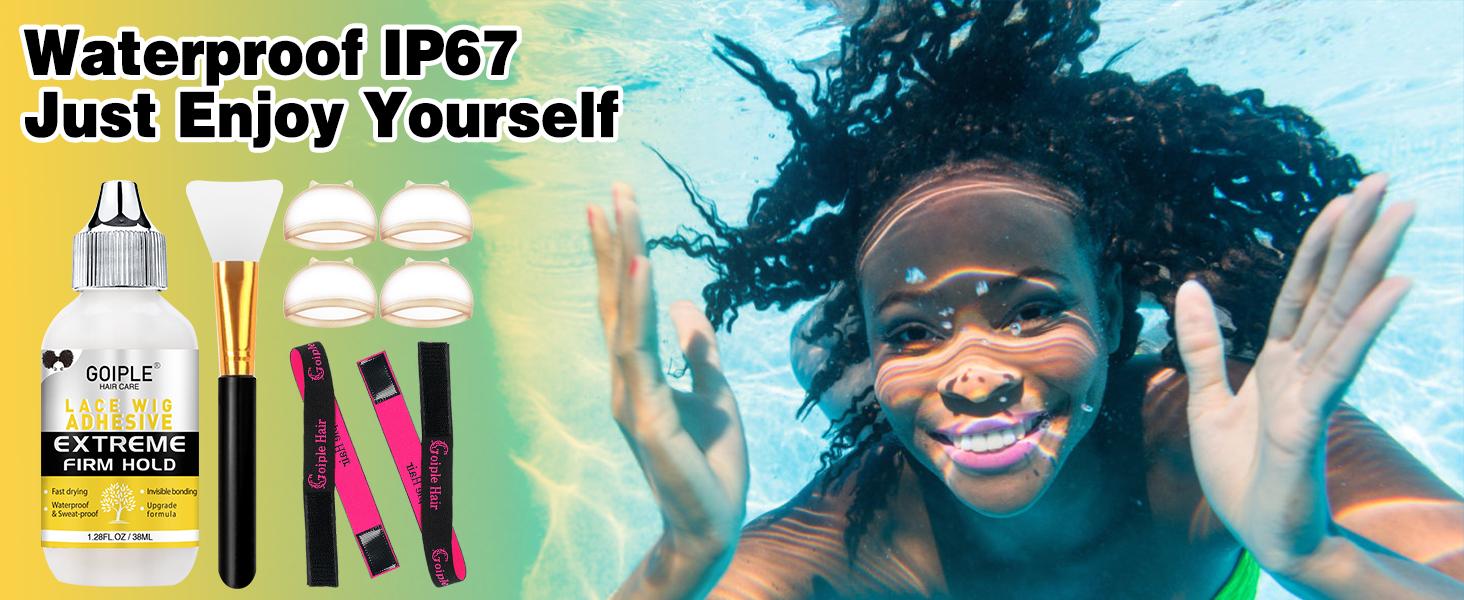 Extreme Firm Hold Lace Wig Glue with Silicone Applicator Waterproof & Sweatproof Invisible Bonding Formula for Lace Front Wigs Hair Extensions Tape