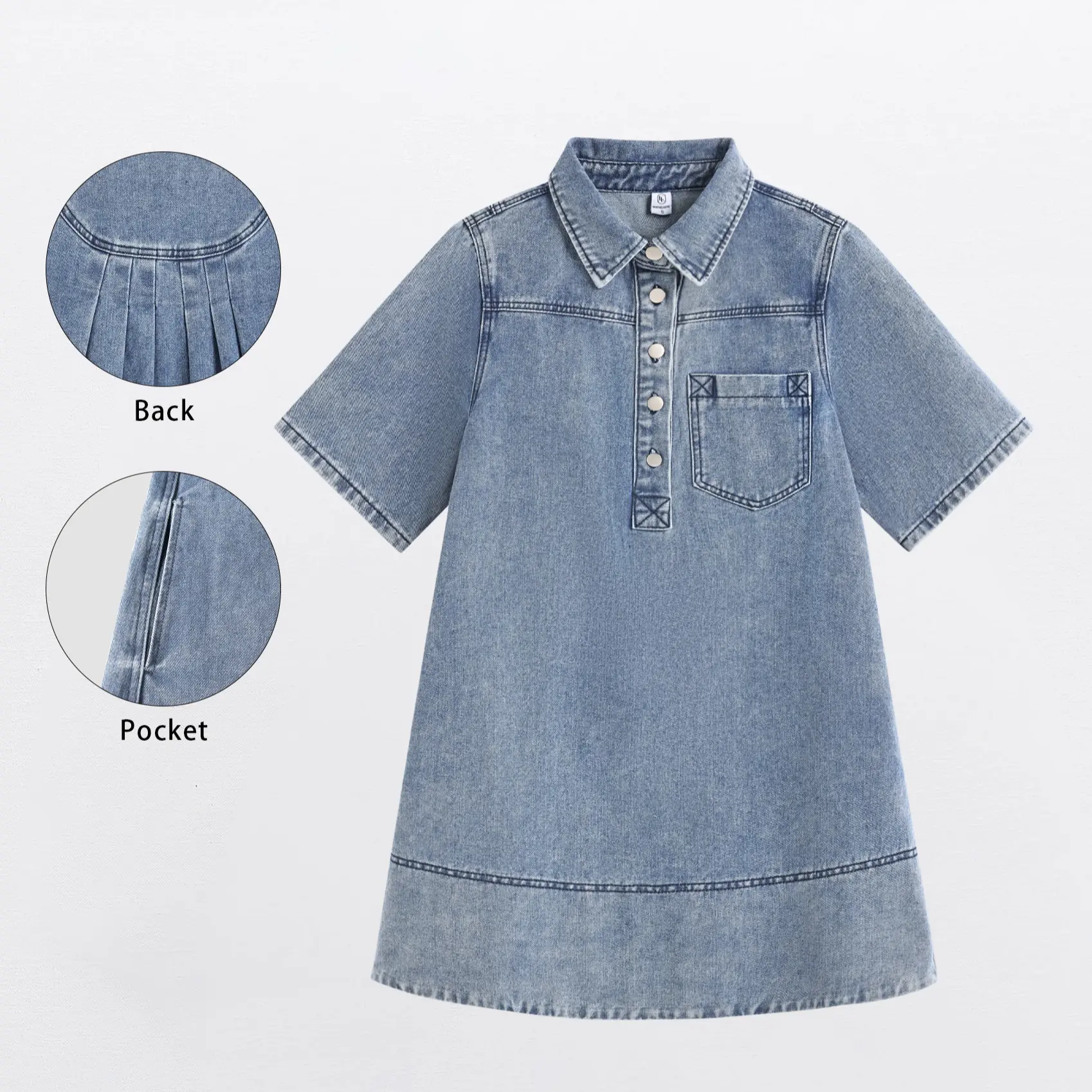 Thank You Anniversary | $29.9 Elengatine Women's Denim Dress Half-Zip Collared Vintage Washed Blue Loose Fit Long Sleeve One Chest Pocket Trendy Casual Top for Daily Wear & Street Style Looks - Thank You Anniversary | $29.9 Elengatine Women's Denim Dress Half-Zip Collared Vintage Washed Blue Loose Fit Long Sleeve One Chest Pocket Trendy Casual Top for Daily Wear & Street Style Looks -