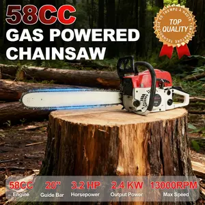 Gas Chainsaw 58CC Power Chain Saw 20 Inch Guide Board Chain Saws Handheld Cordless Petrol Chain Saws for Trees Gas Powered Farm, Ranch & Garden Tools 20Inch