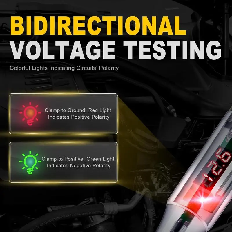 Automotive Digital LED Circuit Tester Diagnostic Tool - 5V-90V Voltage Checker with Extended Spring Wire, Bidirectional Light Tester, Compact and Practical Design, Pen Tip Protector, Distinct Display, Ideal for Car Repairs (Car Repair Tools),toolupgrade Automotive Digital LED Circuit Tester Diagnostic Tool - 5V-90V Voltage Checker with Extended Spring Wire, Bidirectional Light Tester, Compact and Practical Design, Pen Tip Protector, Distinct Display, Ideal for Car Repairs (Car Repair Tools),toolupgrade