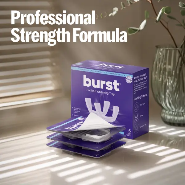BURST Prefilled Teeth Whitening Trays for Sensitive Teeth, Advanced At-Home Dental White Trays Kit, 6 Trays, 3 Treatments, Visibly Whiter Teeth After One Use
