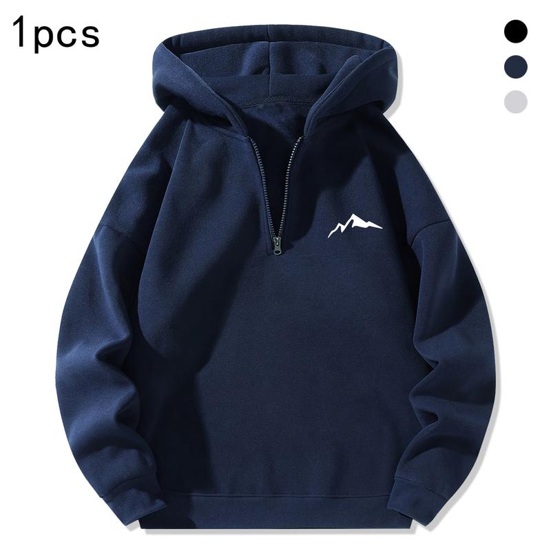 Men's spring and autumn half-zip hooded sweater, fashionable and versatile, single-piece casual half-zip sweater, ultra-fashionable hoodie