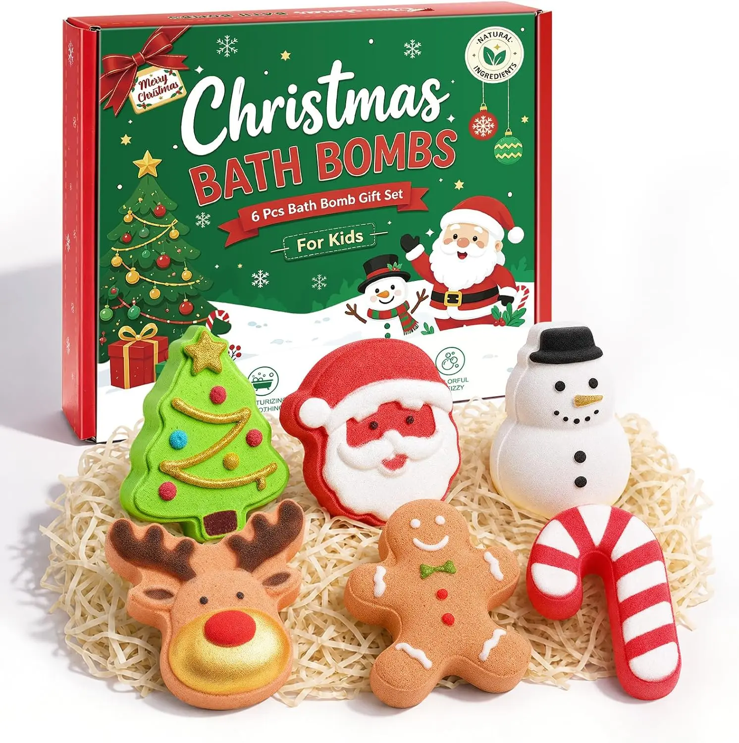 Cozy Winter Christmas Gifts Christmas Bath Bombs, 2026 Christmas Stocking Stuffers for Women Teen Girls | 6 Unique Adorable Festive Shapes Bubble Bath Bomb Set Christmas Gift for Women Teens Adult Boys Girls