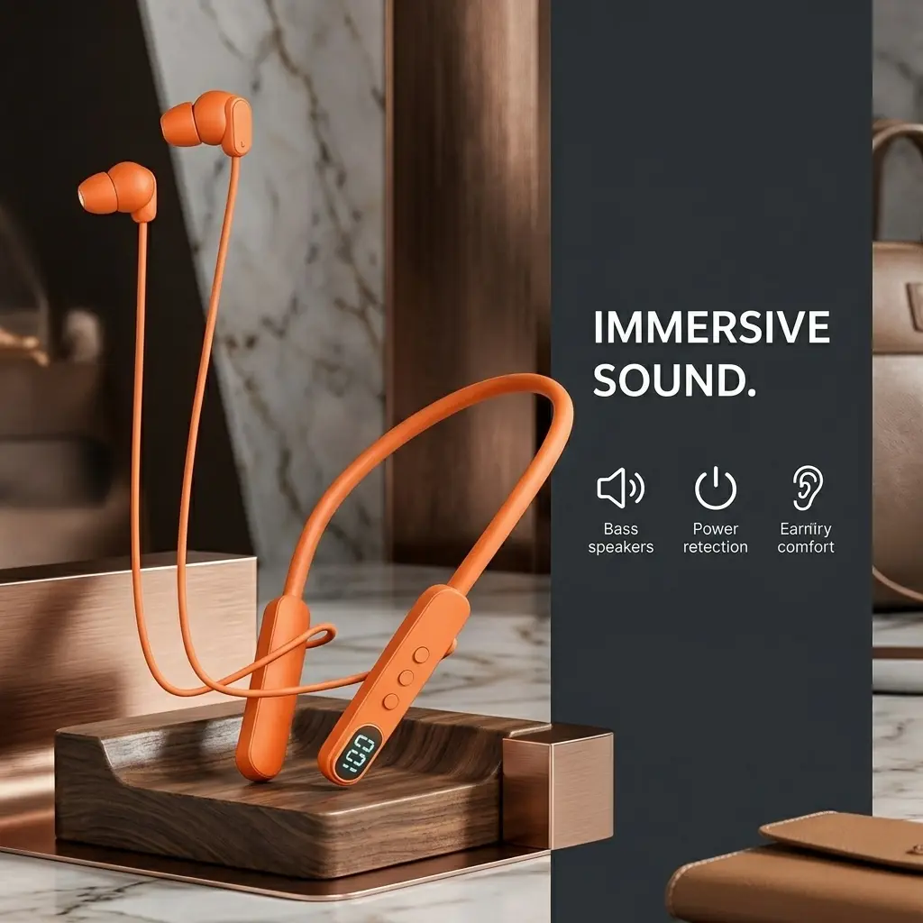 In-Ear Neckband Bluetooth Headset - Water Proof Gaming Earphones with 48H Playtime, 13mm Drivers, IPX4, Magnetic Earbuds, Low Latency, Dual-Device Connection, MP3 Card Support for Cellphones, Tablets, Audios (TikTok Shop Creator Picks), Bluetooth Headphon
