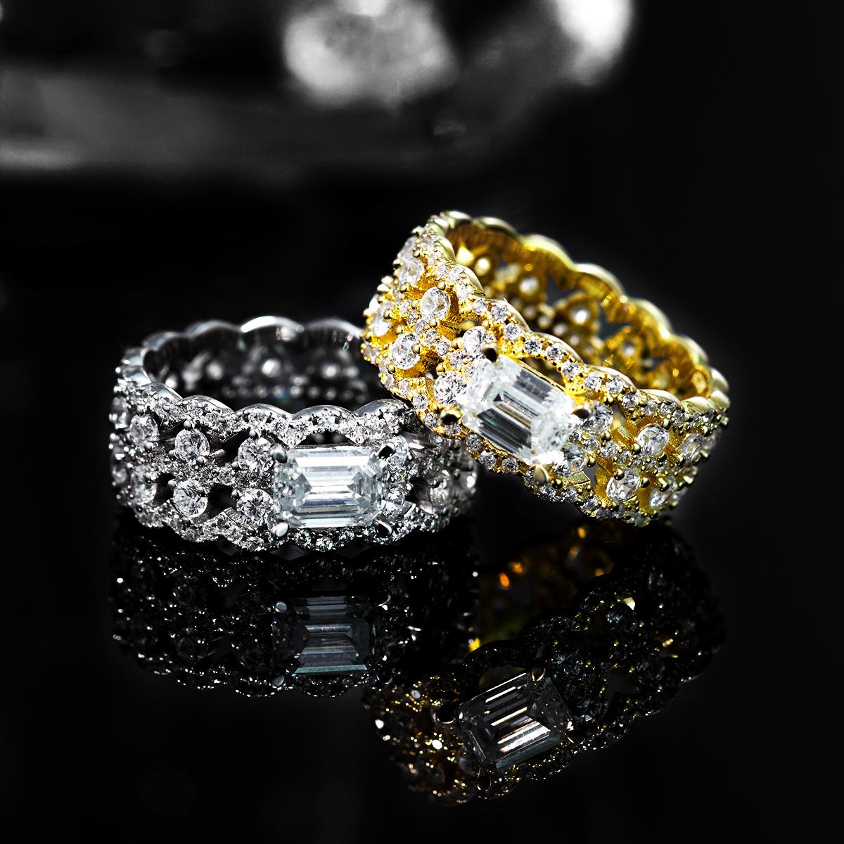 Delzzad 1ct Octagon Luxury Ring Synthetic Moissanite Ring Band In 925 Sterling Silver Birthday Anniversary Mother's Day Christmas Gifts for Men Women