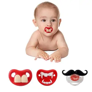 Funny Baby Pacifiers Mustache Pacifiers 0-18 Months for Babies Lips Binky Gift for Newborns Infants Toddlers Baby Boys Baby Girl BPA Free(2 Packs)