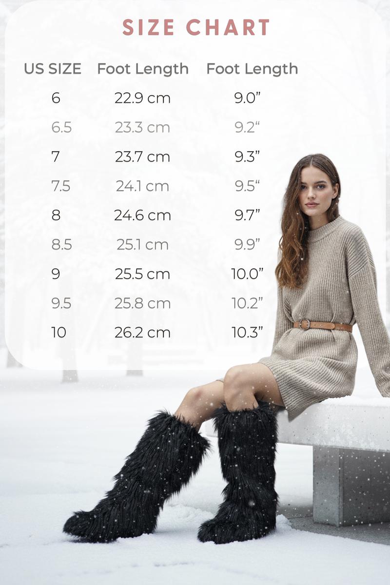 Fur Knee High Boots For Women Round Toe Flat Heel Pull On Comfortable Warm Boots Fashion Party Dress Fluffy Furry Trendy Womens Boots Valentine Shoes