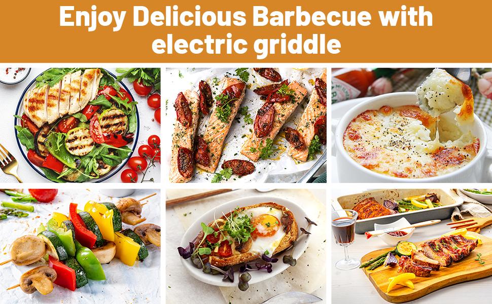 Pukomc Indoor Smokeless Grill Yellow, Non-Stick Cooking Removable Plate, Portable Electric Korean BBQ Grill with Temperature Control, Dishwasher Safe Nonstick Coating Griddle