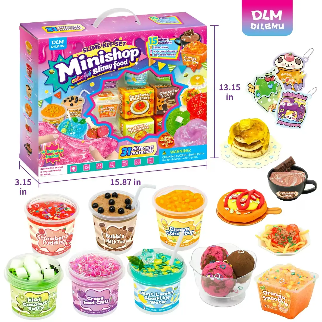 DLMdilemu DIY Miniature Foodie Shop Craft Kit - Create Tiny Desserts & Drinks, Educational Arts & Crafts Toy, Miniature Set for Room Decor & Collectible Pretend Play Accessories