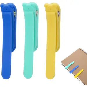 3-Pack Silicone Smart Bookmarks – Elastic Bookmarks to Keep Your Place, Suitable for Kids and Adults (Cyan, Blue, Yellow)