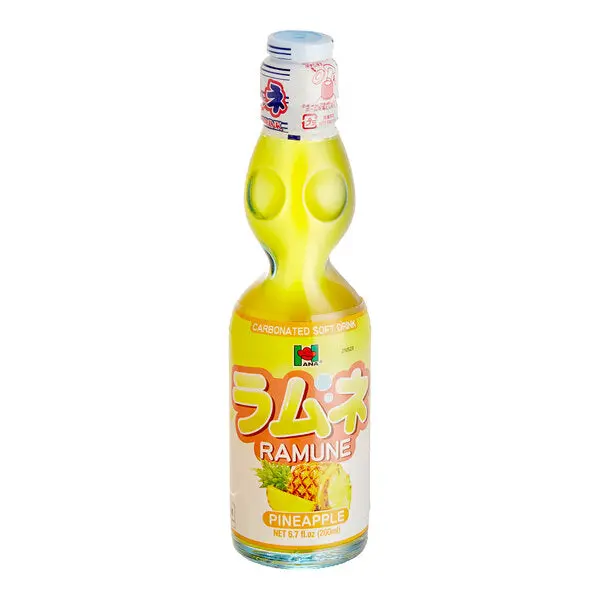 Hana Pineapple Ramune Soda Beverage, 6.7oz Fizzy Drink