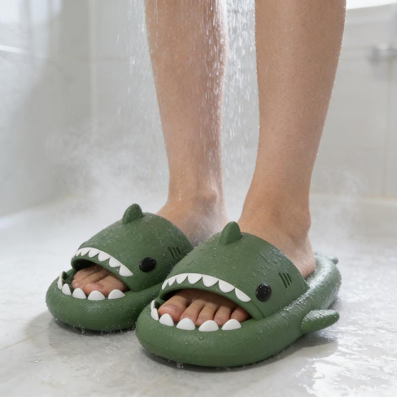 Cute Cartoon Graffiti Slides Slippers Shark Slides for Women Men Soft Slippers open-toe Shark sandal Cushioned Slides Beach Pool Shower Cruise Slippers with Comfy Thick Sole
