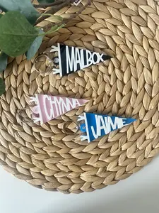 Personalized 3D Acrylic Pennant Keychain, Custom Name Charm