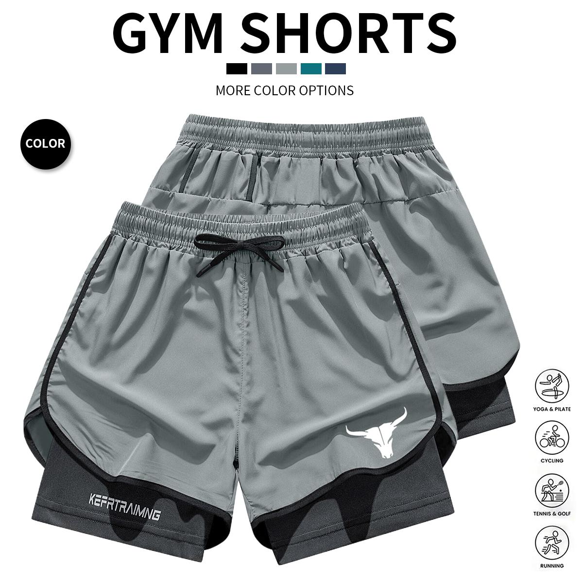 Men's Double-Layer Spring/Summer Sports Breathable Gym & Beach Quick-Dry Running Outdoor Casual Basketball 2PCS