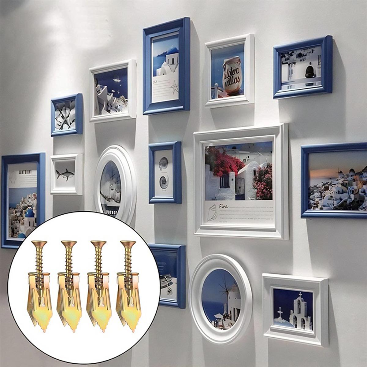 40Pcs Self Drilling Drywall Anchors with Screws, 20Pcs Metal Self-Drilling Anchors and 20Pcs Screws Kit, No Drill Or Holes in Wall for Fixing TV, Shelf, Cabinet, Curtains, Calligraphy