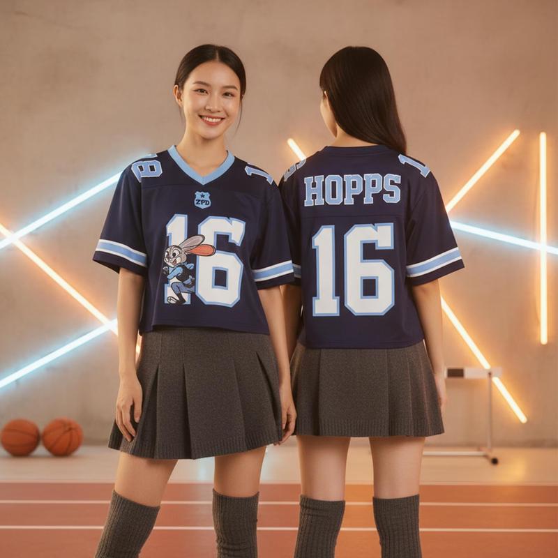 Cute 16 Bunny Police All-over Print Crop Top Baseball, Z00topia Football Jersey, Crop Top, Baseball Jersey