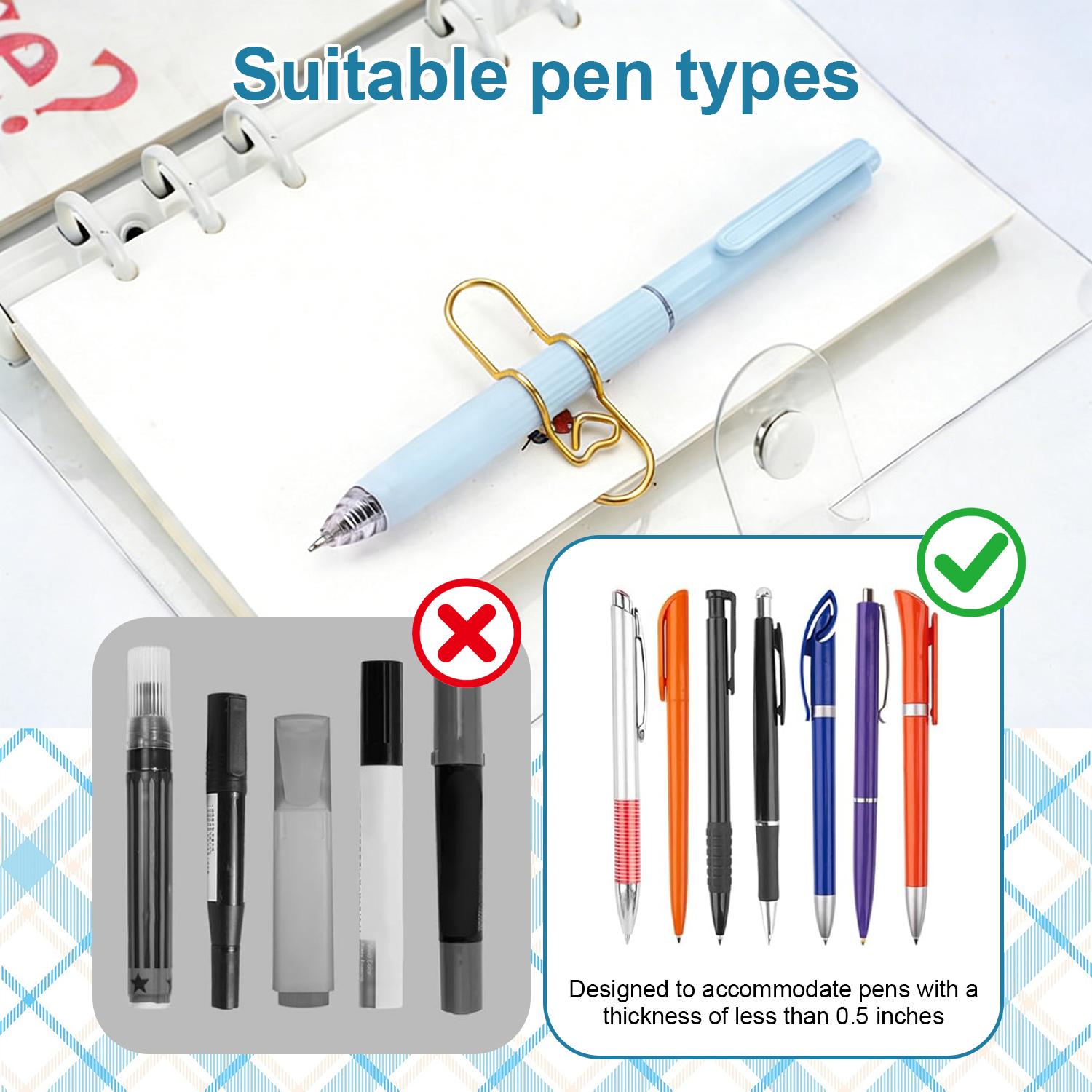 Metal Heart Pen Clip(10PCS)Metal Pencil Clips Multifunctional Rose Gold Silver Carbon Steel Paperclip Portable Large Size Holder for Notebook Book Journal Office School Accessories