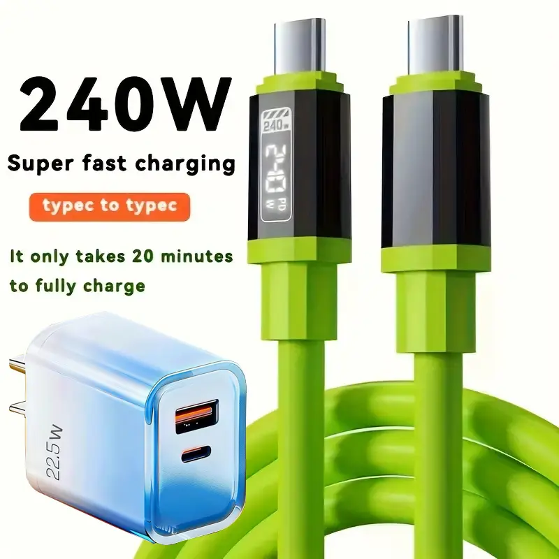 Buy 1 Get 1 Free 240W Fast Charging Cable, Mobile Data Cable, Smart Quick Charge, High-Power Fast Charging, Compatible with Apple Type-C Charging Smartphone Cellphone Type C Charger,back to school