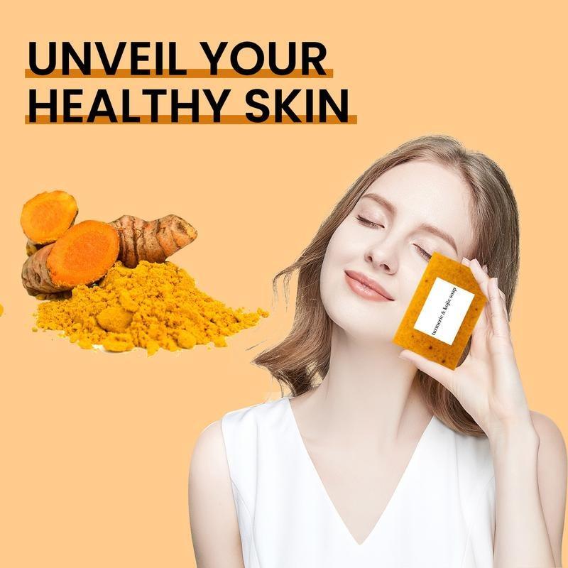 Turmeric & Kojic Soap 3 PCS Set Natural Handmade Brightening Soap Bars for Face & Body Smooth Skin Deep Cleansing for Men & Women
