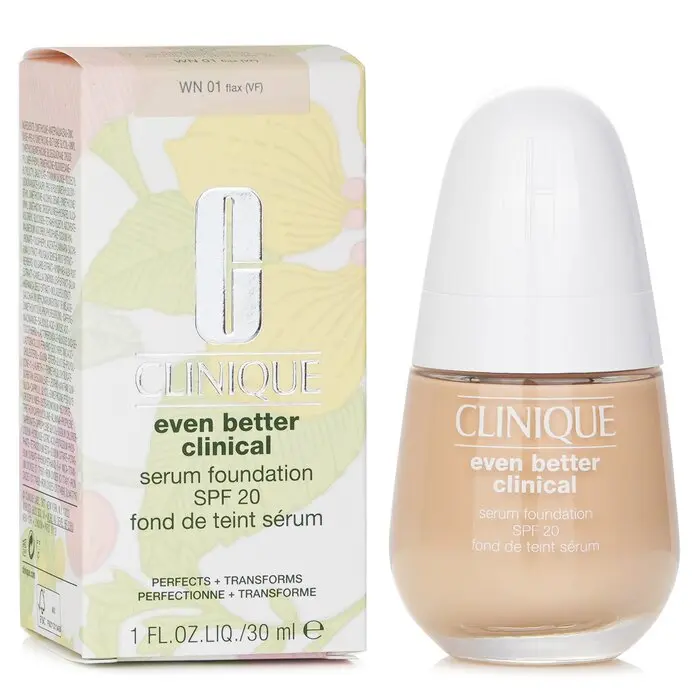 Clinique Even Better Clinical Serum Foundation SPF 20 - #WN01 Flax, Full Coverage Matte Makeup for Even Skin Tone