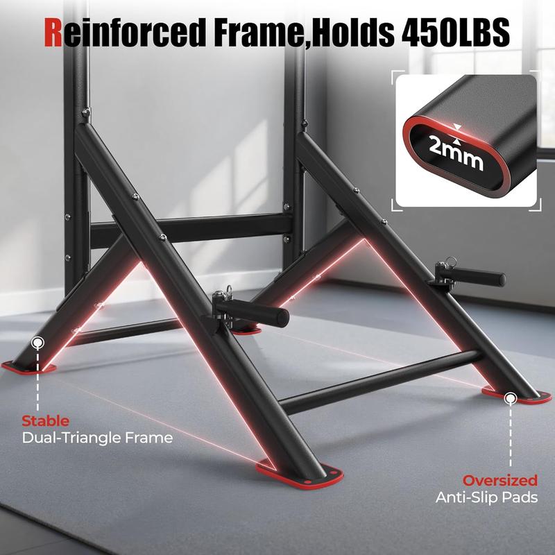 Sportsroyals Power Tower Pull Up Bar Station, 450LBS Stable Pull Up Dip Station for Home Gym Strength Training Equipment