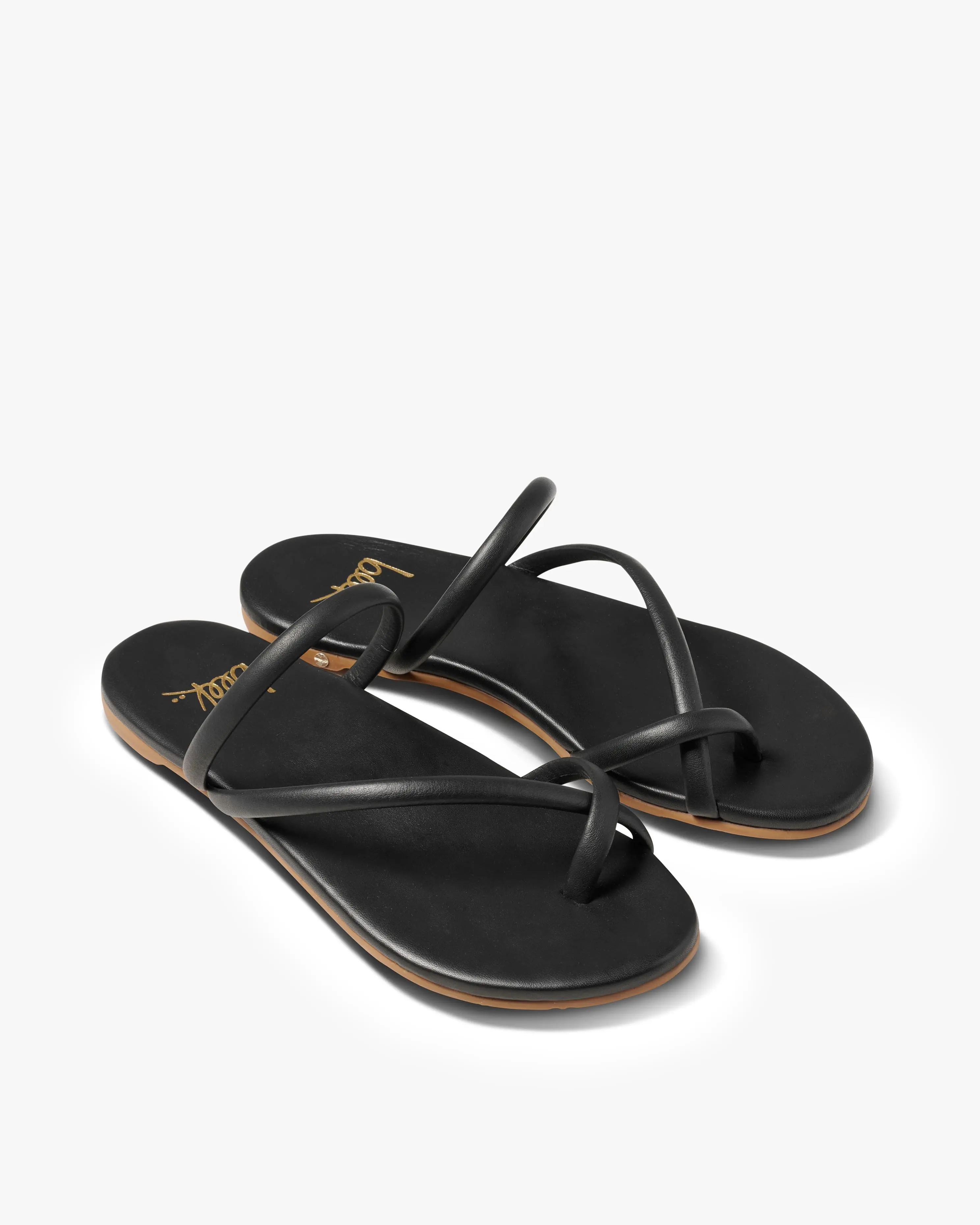 beek SUNBIRD Black Leather Sandals - Open Toe, Slip-On Style, All Seasons, Soft Leather Upper, Memory Foam Comfort Insole, Molded Arch Support, Durable Rubber Outsole, Women's Casual Dress Sandals
