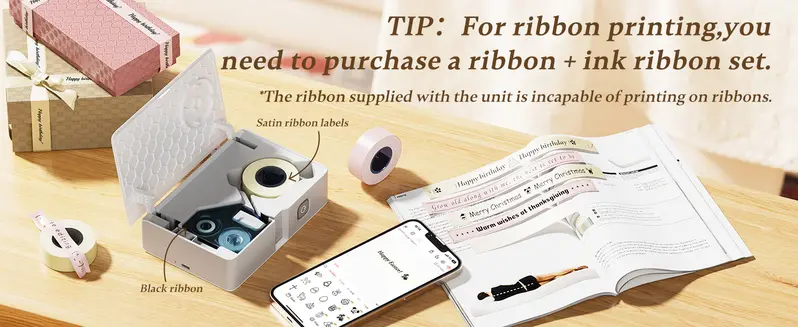 NIIMBOT N1 Model Label Maker Machine - Wireless Bluetooth, Built-in Li-ion Rechargeable, Mini Size, App Editing, Monochrome & Color Ribbon Printing, Tape Included, for Cable Labels/Cosmetics Items, White, Fathersday Gift, Mac Compatible Office Accessory