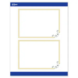 Avery Printable Rectangle Invitation Cards, 5" x 7", Matte White, Pre-printed Double Gold Border/Florals Design, Sure Feed Technology, Laser & Inkjet Compatible, 40 Total