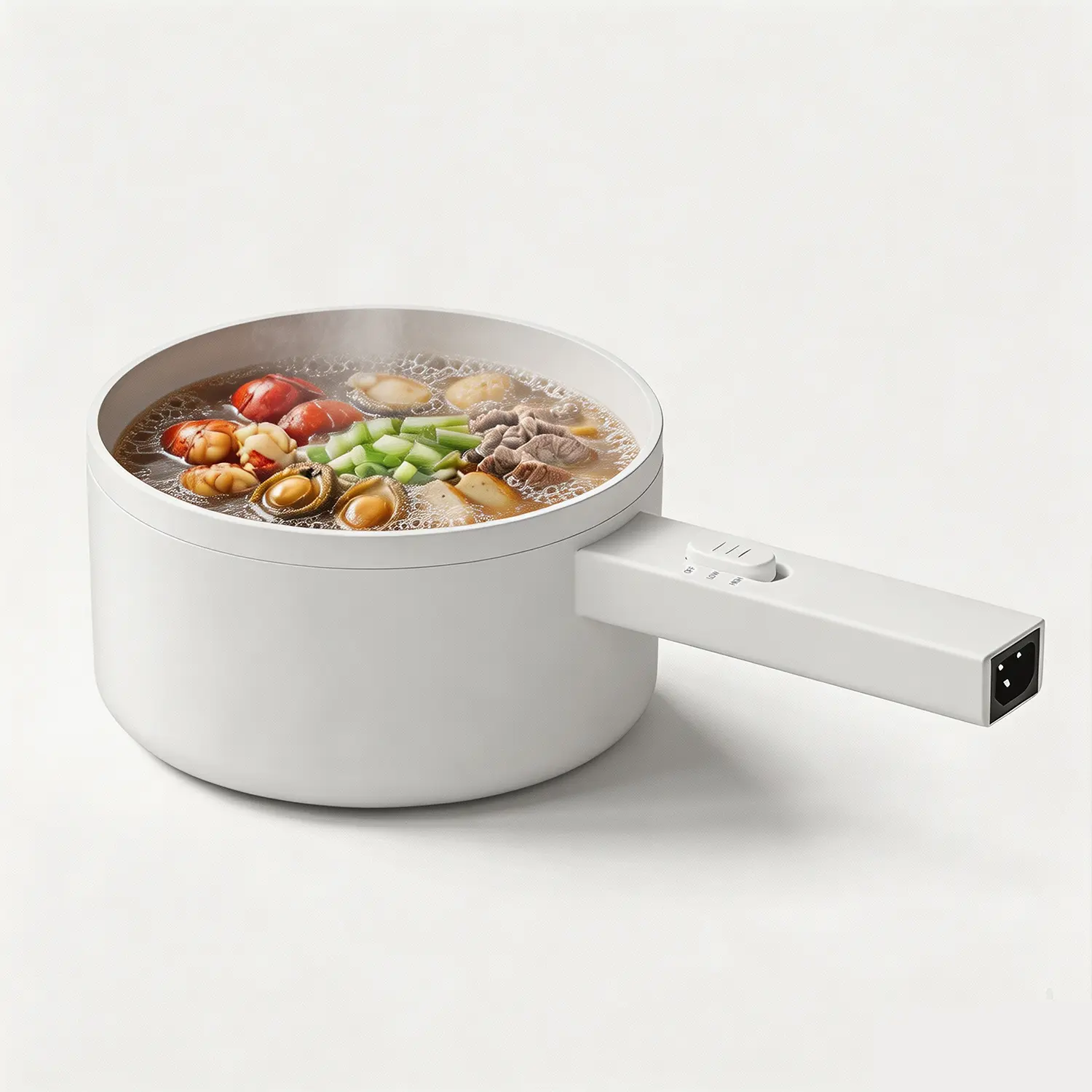 Electric Hot Pot, 1.5L Electric Pot with Ceramic Non-Stick Coating 300&600W Dual Power Multi-functional Electric Cooker, Suitable for Steak, Pasta, Hot Pot, Ramen, Electric Pot for Dorm