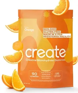 Create Creatine Monohydrate Gummies for Men & Women Orange Flavor 90 Count Boost Focus Strength Endurance Vegan Gluten-Free Non-GMO 1.5g of Creatine per Gummy Healthcare MuscleV