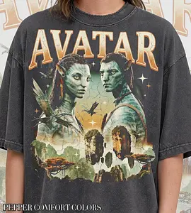 Vintage Avatr 90s Graphic Style Comfort Colors? Tshirt, Sci-Fi Movie Lover Retro Na'vi Faded T-Shirt, Pandora Y2k Streetwear, 2000s Gift