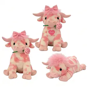 Pink Highland Cow Plush, Valentines Gift